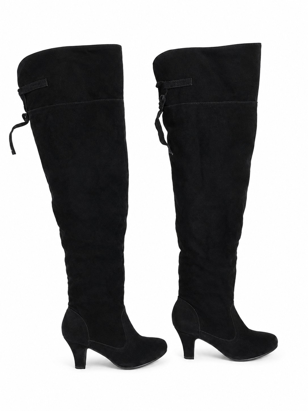le chateau Black Suede Over-the-Knee Boots with Back Tie Size 7.5